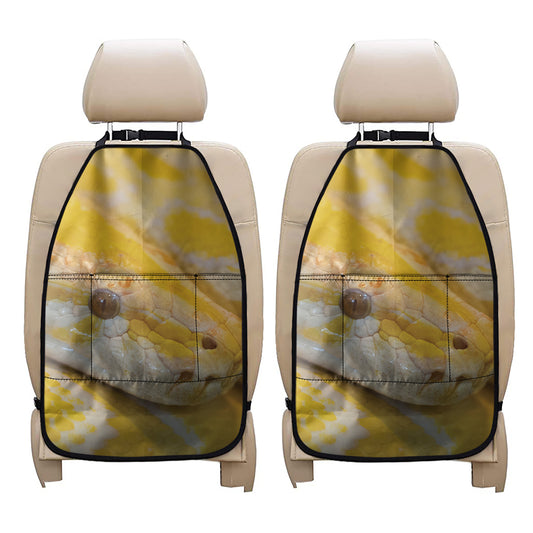 Yellow And White Python Snake Print Car Seat Organizers