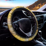 Yellow And White Python Snake Print Car Steering Wheel Cover