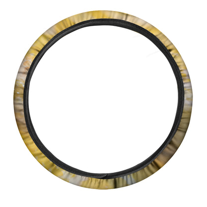 Yellow And White Python Snake Print Car Steering Wheel Cover