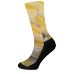 Yellow And White Python Snake Print Crew Socks