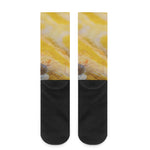 Yellow And White Python Snake Print Crew Socks