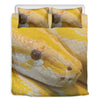 Yellow And White Python Snake Print Duvet Cover Bedding Set