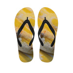 Yellow And White Python Snake Print Flip Flops