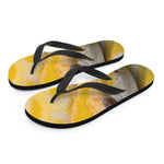 Yellow And White Python Snake Print Flip Flops