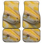 Yellow And White Python Snake Print Front and Back Car Floor Mats