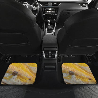 Yellow And White Python Snake Print Front and Back Car Floor Mats