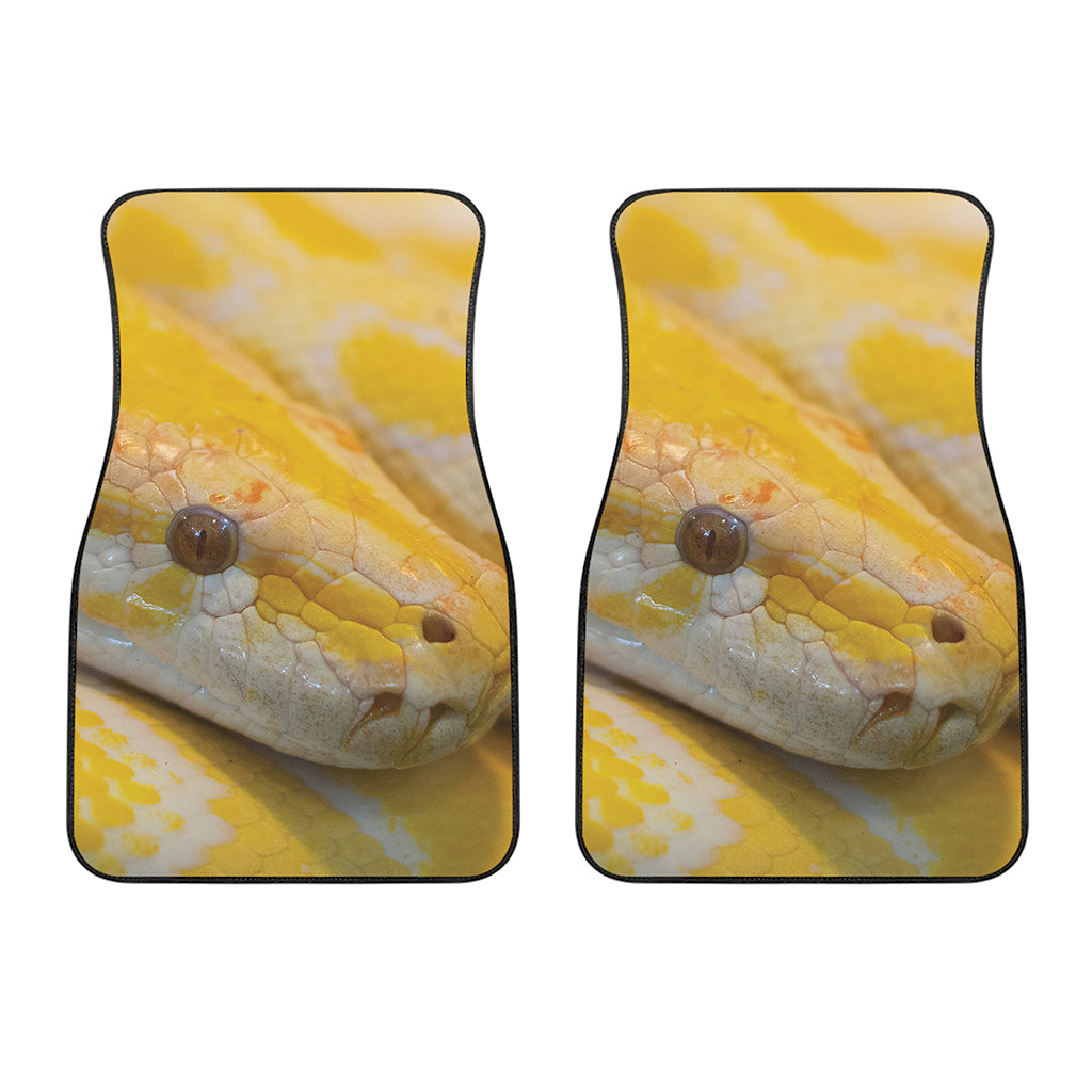 Yellow And White Python Snake Print Front Car Floor Mats