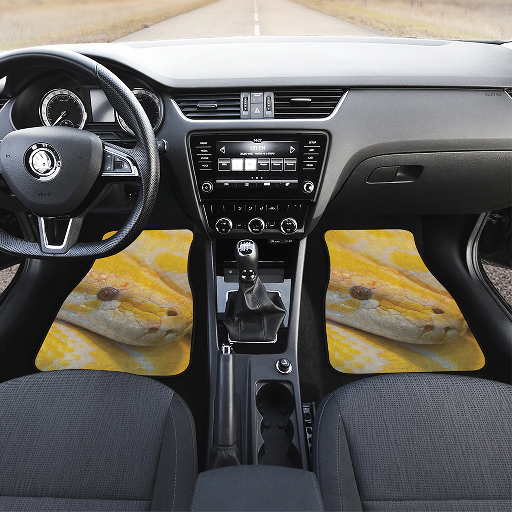 Yellow And White Python Snake Print Front Car Floor Mats