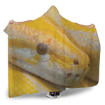 Yellow And White Python Snake Print Hooded Blanket