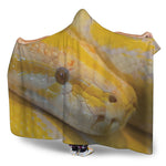 Yellow And White Python Snake Print Hooded Blanket