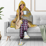 Yellow And White Python Snake Print Hooded Blanket