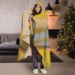 Yellow And White Python Snake Print Hooded Blanket