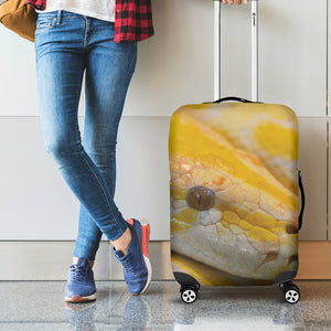Yellow And White Python Snake Print Luggage Cover