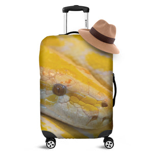 Yellow And White Python Snake Print Luggage Cover