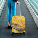 Yellow And White Python Snake Print Luggage Cover