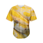 Yellow And White Python Snake Print Men's Baseball Jersey