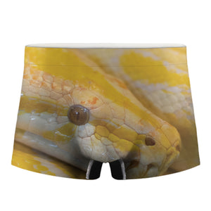 Yellow And White Python Snake Print Men's Boxer Briefs