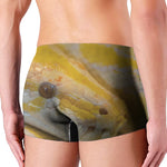 Yellow And White Python Snake Print Men's Boxer Briefs