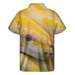 Yellow And White Python Snake Print Men's Short Sleeve Shirt
