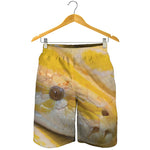 Yellow And White Python Snake Print Men's Shorts