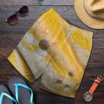 Yellow And White Python Snake Print Men's Shorts