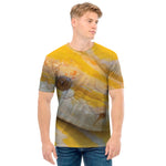 Yellow And White Python Snake Print Men's T-Shirt
