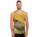 Yellow And White Python Snake Print Men's Tank Top