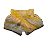 Yellow And White Python Snake Print Muay Thai Boxing Shorts