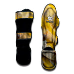 Yellow And White Python Snake Print Muay Thai Shin Guard