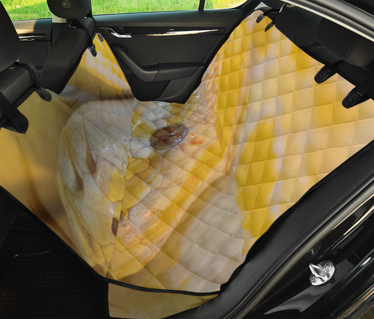 Yellow And White Python Snake Print Pet Car Back Seat Cover