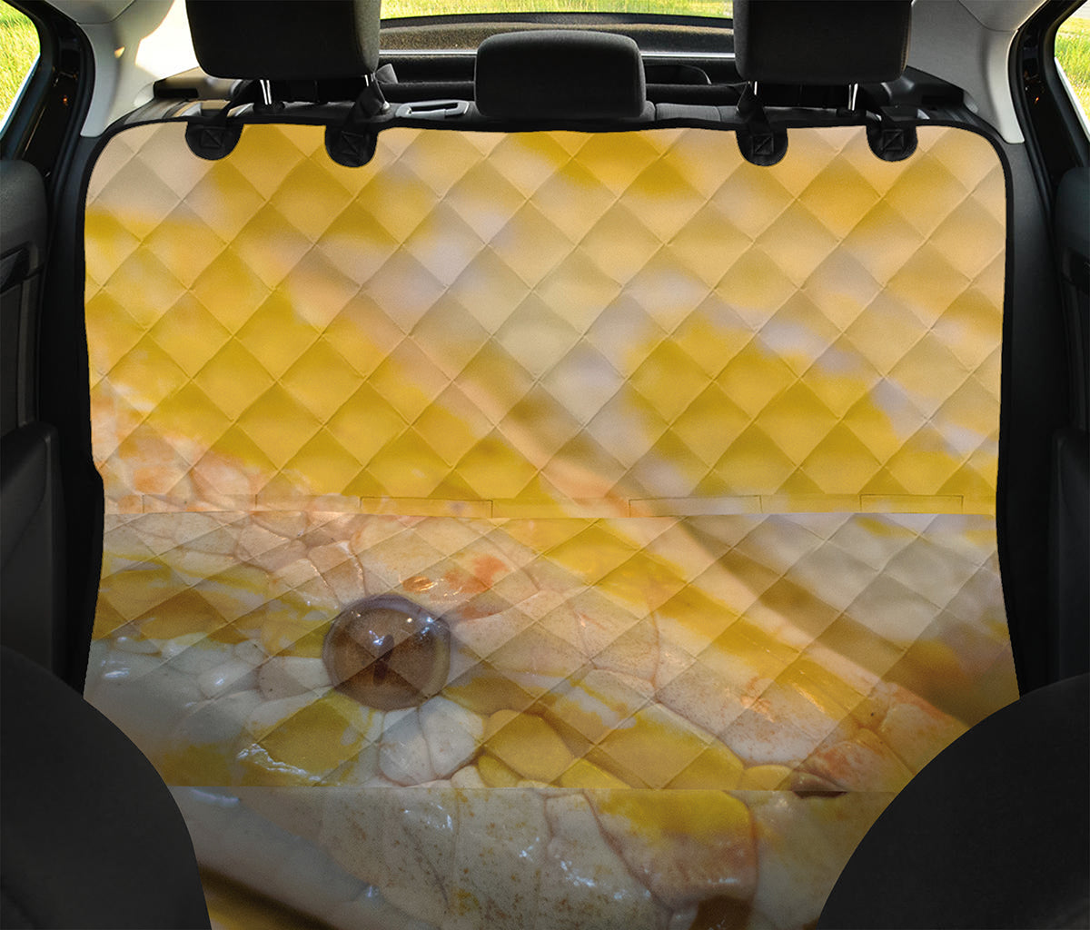Yellow And White Python Snake Print Pet Car Back Seat Cover