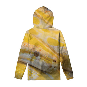 Yellow And White Python Snake Print Pullover Hoodie