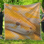 Yellow And White Python Snake Print Quilt