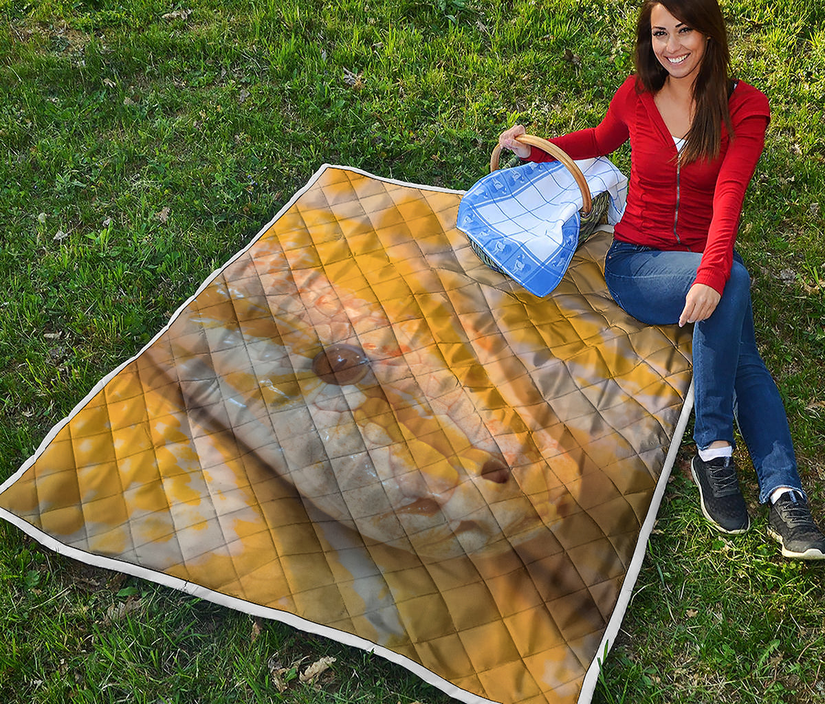Yellow And White Python Snake Print Quilt