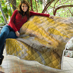 Yellow And White Python Snake Print Quilt