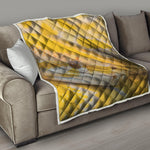 Yellow And White Python Snake Print Quilt