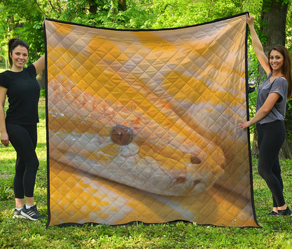 Yellow And White Python Snake Print Quilt