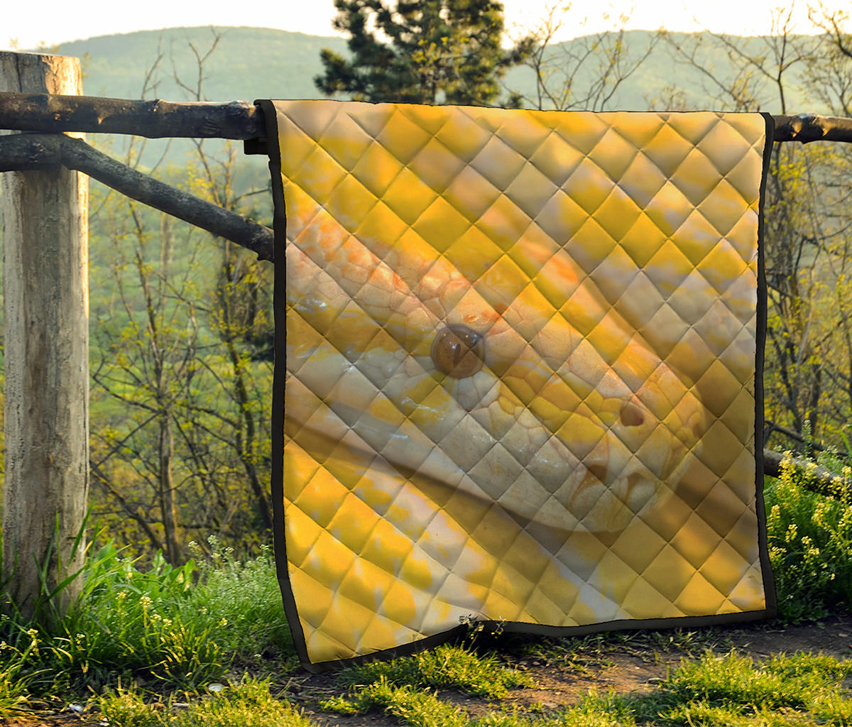 Yellow And White Python Snake Print Quilt