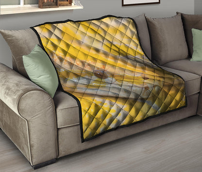 Yellow And White Python Snake Print Quilt