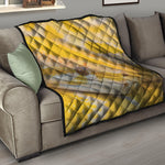 Yellow And White Python Snake Print Quilt