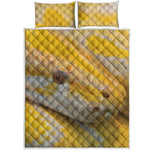 Yellow And White Python Snake Print Quilt Bed Set