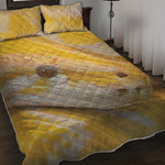 Yellow And White Python Snake Print Quilt Bed Set