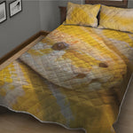 Yellow And White Python Snake Print Quilt Bed Set
