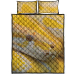 Yellow And White Python Snake Print Quilt Bed Set