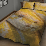 Yellow And White Python Snake Print Quilt Bed Set