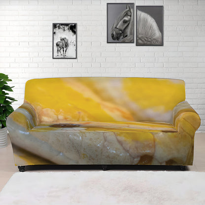 Yellow And White Python Snake Print Sofa Cover