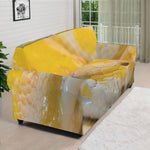 Yellow And White Python Snake Print Sofa Cover