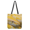 Yellow And White Python Snake Print Tote Bag