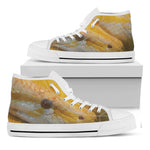Yellow And White Python Snake Print White High Top Shoes