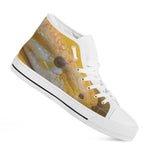 Yellow And White Python Snake Print White High Top Shoes